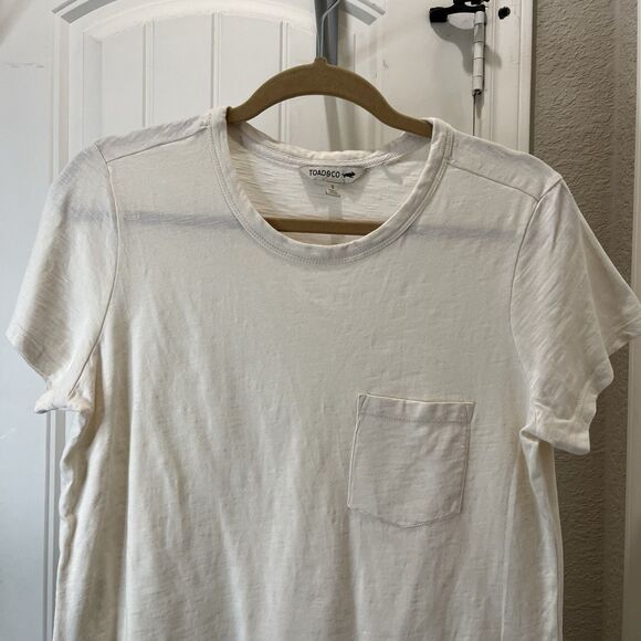 Toad & Co Primo T-Shirt Womens Size S Ivory Organic Cotton Logo Short Sleeve Top - Picture 3 of 9